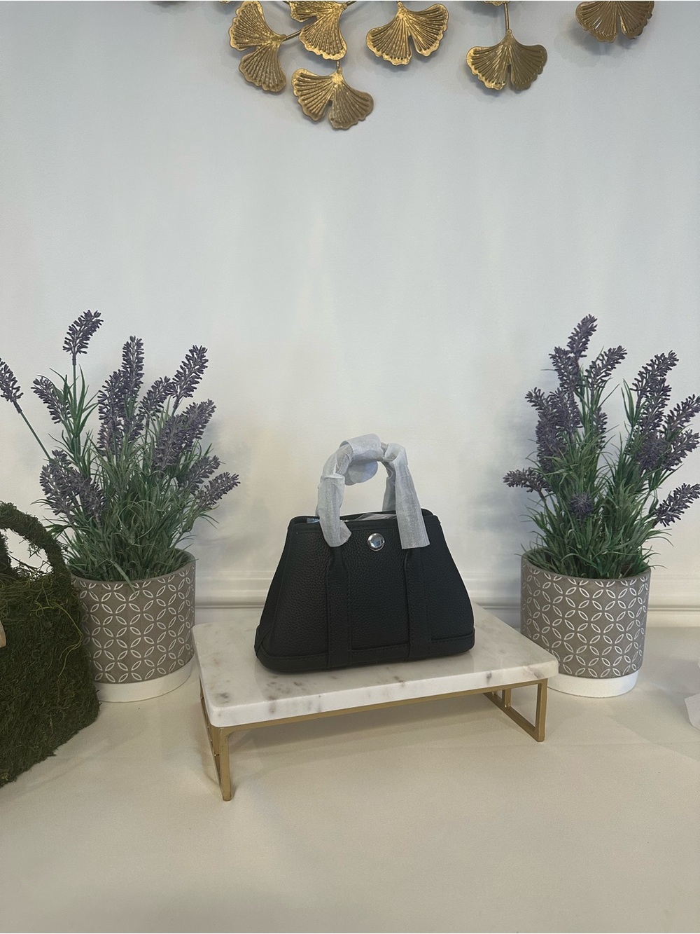Black Structured Tote Handbag